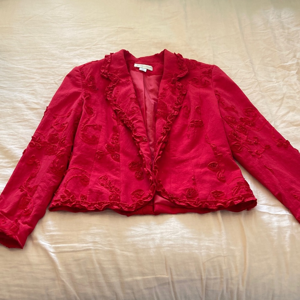 Christopher & Banks Vibrant Red Textured Blazer
